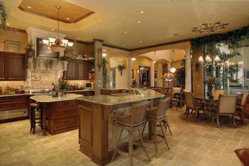 Kitchen including top-line stainless appliances